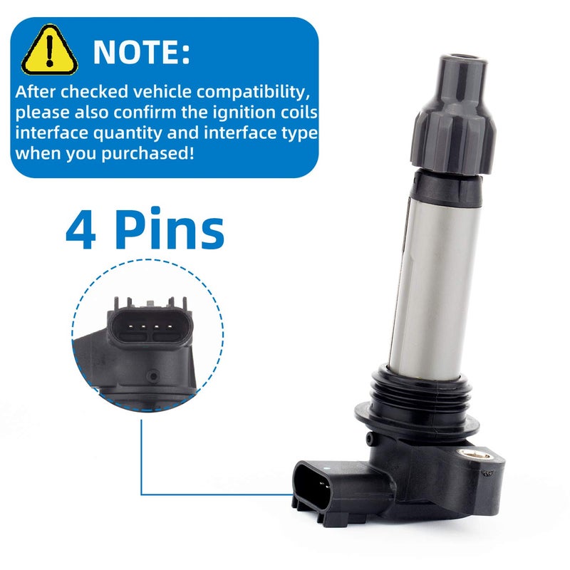 KSU Ignition Coil Pack Compatible With Buick Enclave Cadillac SRX STS ATS CTS Chevy Malibu Impala Traverse Pontiac Saab Saturn Camaro Outlook Suzuki GN10494 D515C UF569 C1555 V6 3.6 2.8 3.0 (6 PCS) - Image 3